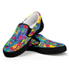 Abstract Psychedelic Print Black Slip On Shoes