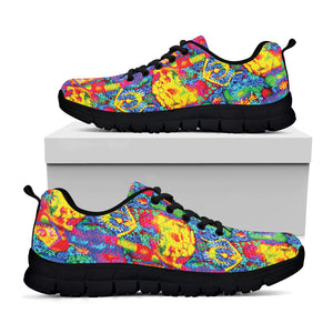 Abstract Psychedelic Print Black Sneakers