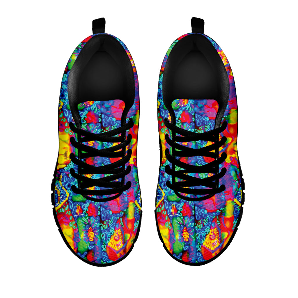 Abstract Psychedelic Print Black Sneakers