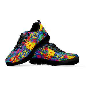 Abstract Psychedelic Print Black Sneakers