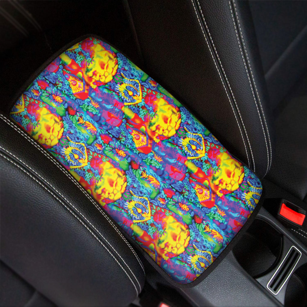 Abstract Psychedelic Print Car Center Console Cover