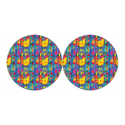 Abstract Psychedelic Print Car Coasters