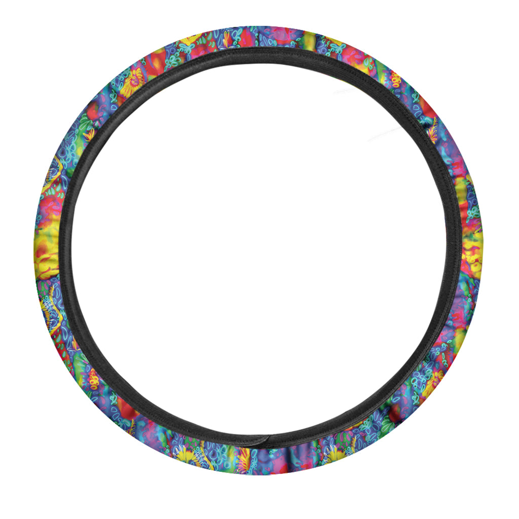 Abstract Psychedelic Print Car Steering Wheel Cover