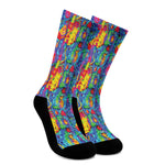 Abstract Psychedelic Print Crew Socks