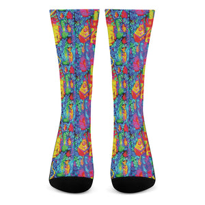 Abstract Psychedelic Print Crew Socks