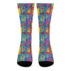 Abstract Psychedelic Print Crew Socks