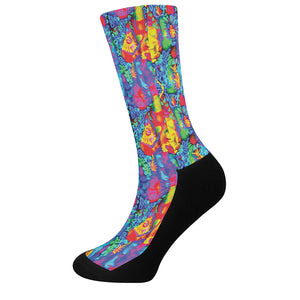 Abstract Psychedelic Print Crew Socks