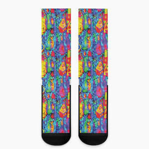 Abstract Psychedelic Print Crew Socks