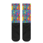 Abstract Psychedelic Print Crew Socks