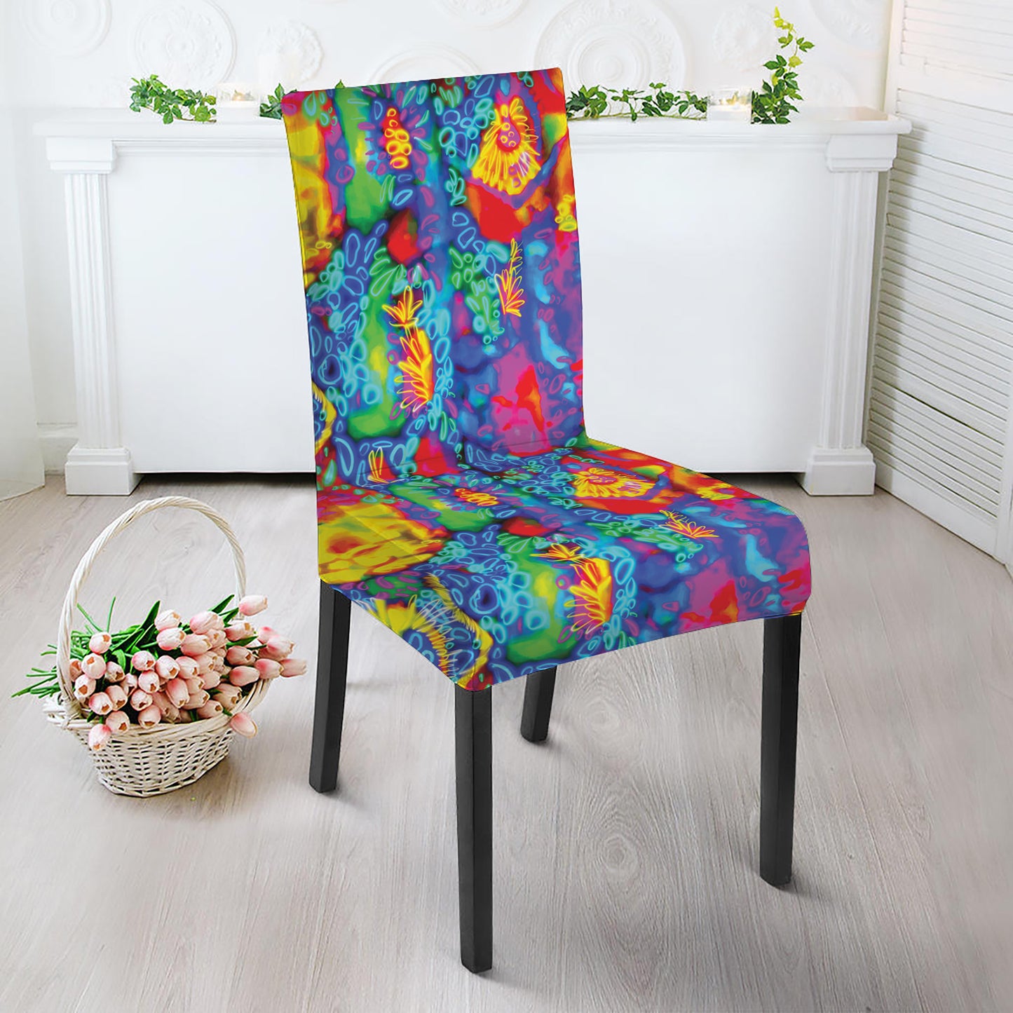 Abstract Psychedelic Print Dining Chair Slipcover