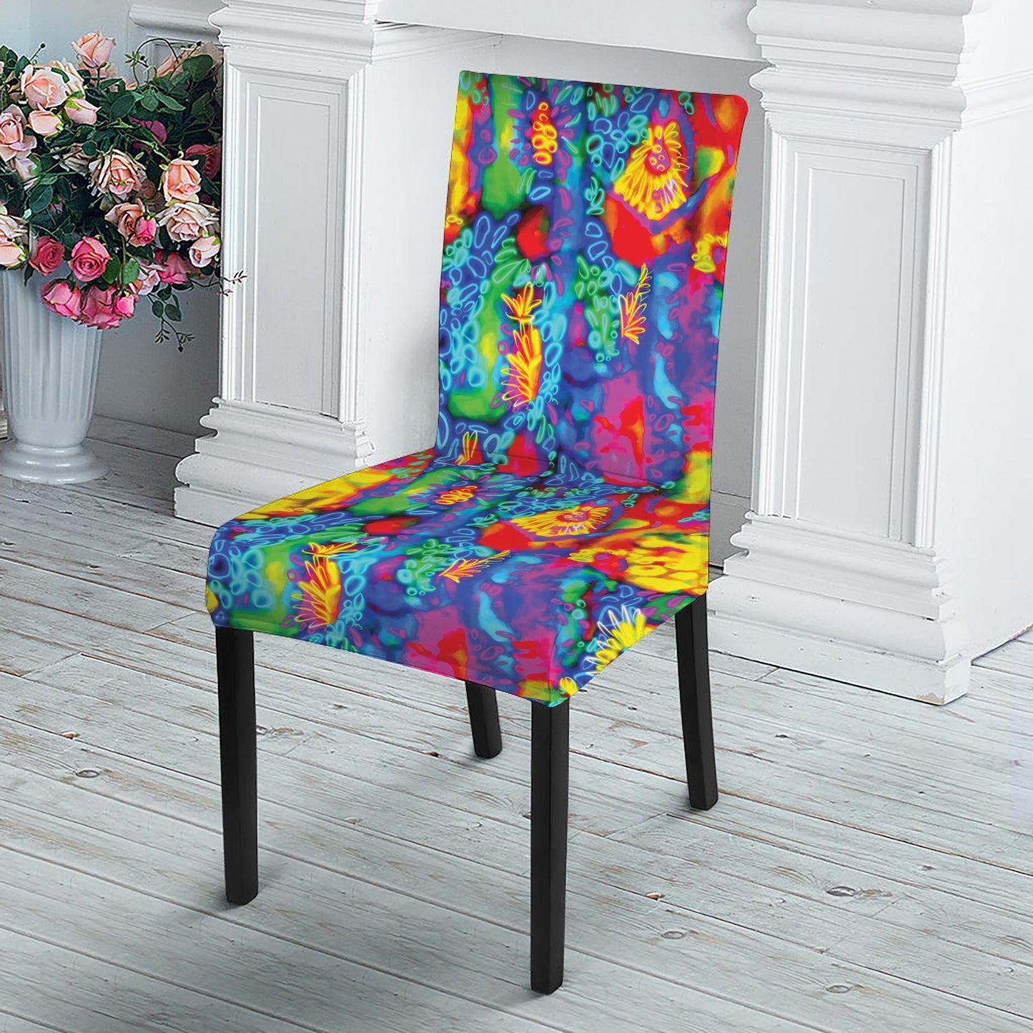 Abstract Psychedelic Print Dining Chair Slipcover