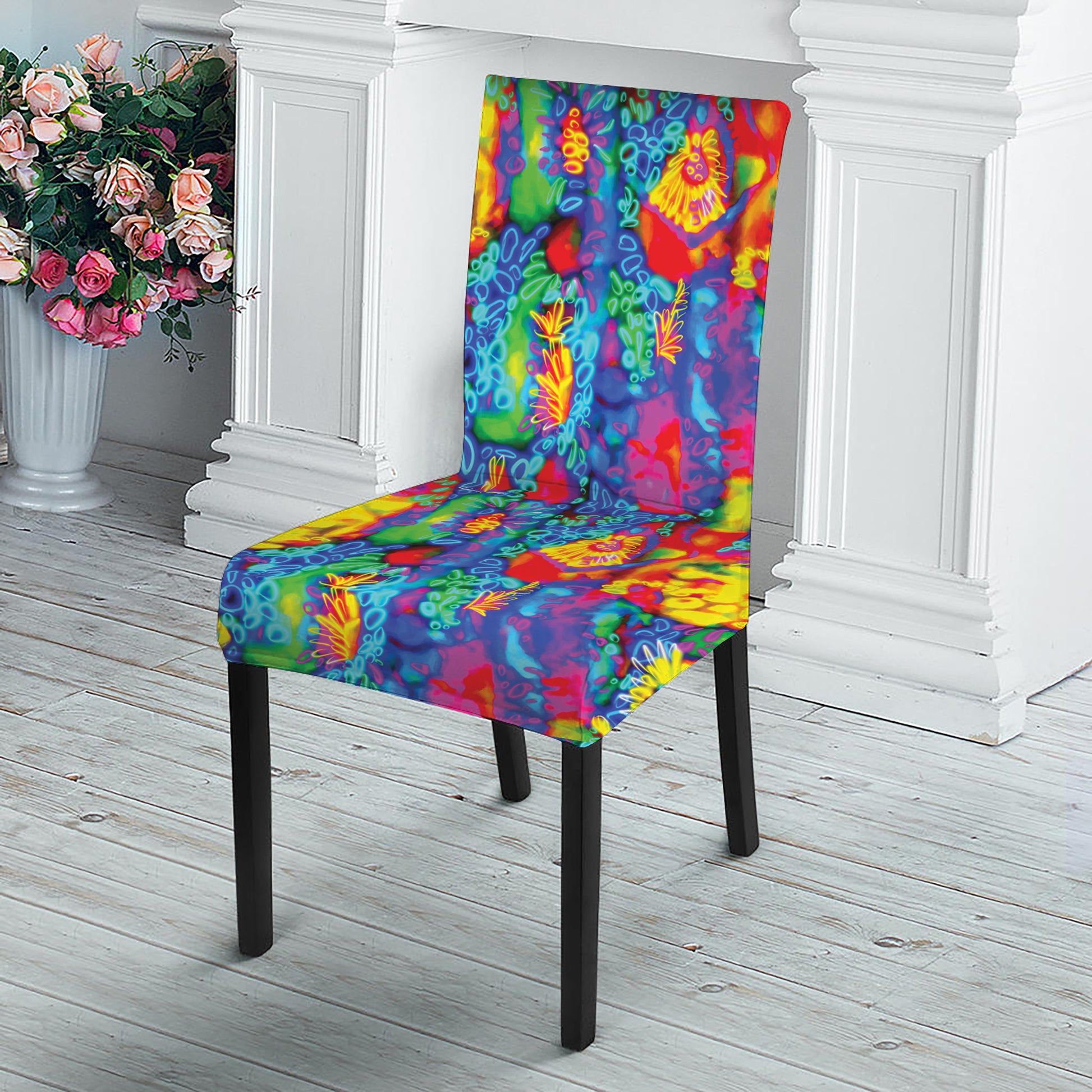 Abstract Psychedelic Print Dining Chair Slipcover