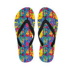 Abstract Psychedelic Print Flip Flops