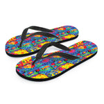 Abstract Psychedelic Print Flip Flops