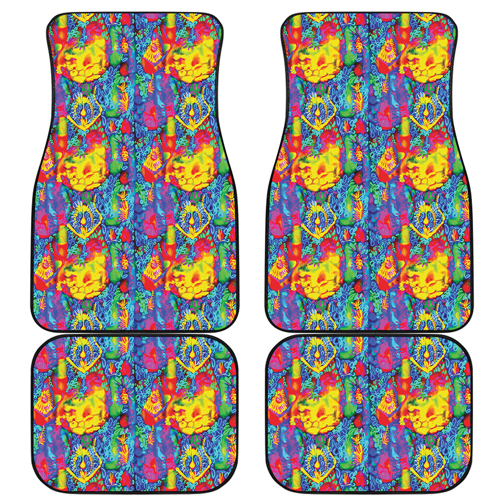 Abstract Psychedelic Print Front and Back Car Floor Mats