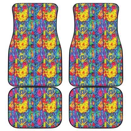 Abstract Psychedelic Print Front and Back Car Floor Mats