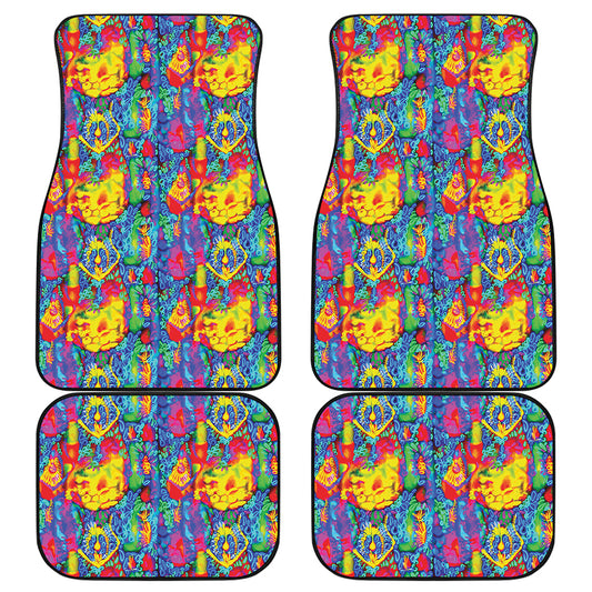 Abstract Psychedelic Print Front and Back Car Floor Mats