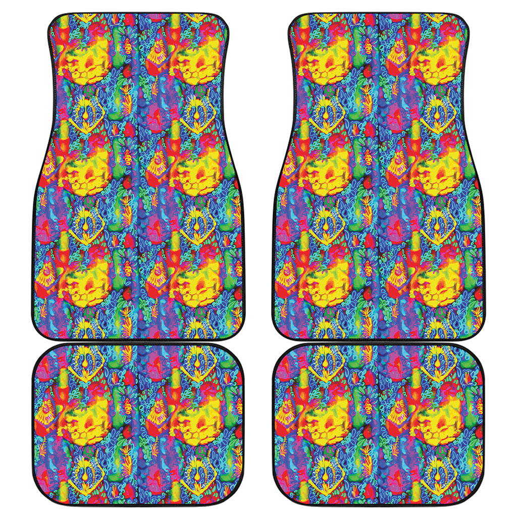 Abstract Psychedelic Print Front and Back Car Floor Mats