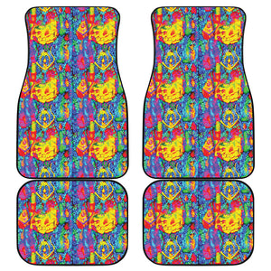 Abstract Psychedelic Print Front and Back Car Floor Mats