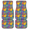 Abstract Psychedelic Print Front and Back Car Floor Mats