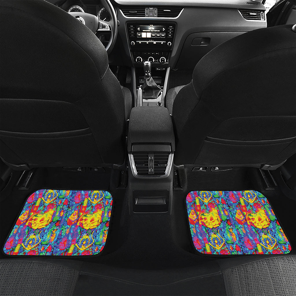 Abstract Psychedelic Print Front and Back Car Floor Mats