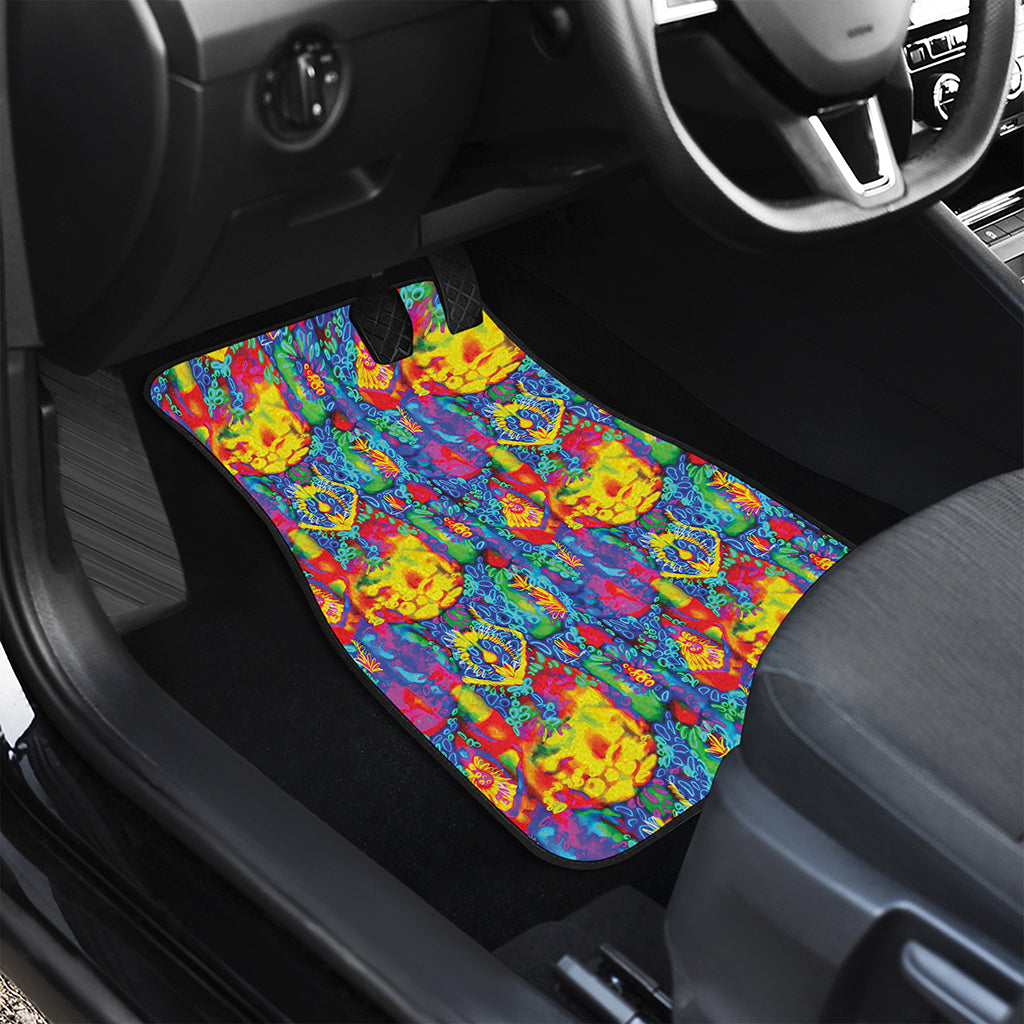 Abstract Psychedelic Print Front and Back Car Floor Mats