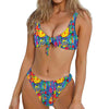 Abstract Psychedelic Print Front Bow Tie Bikini