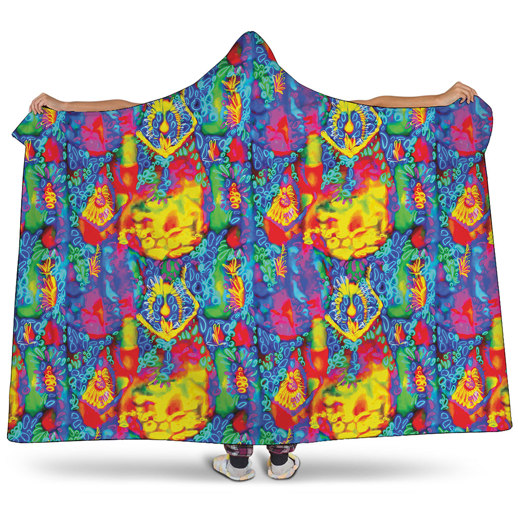 Abstract Psychedelic Print Hooded Blanket