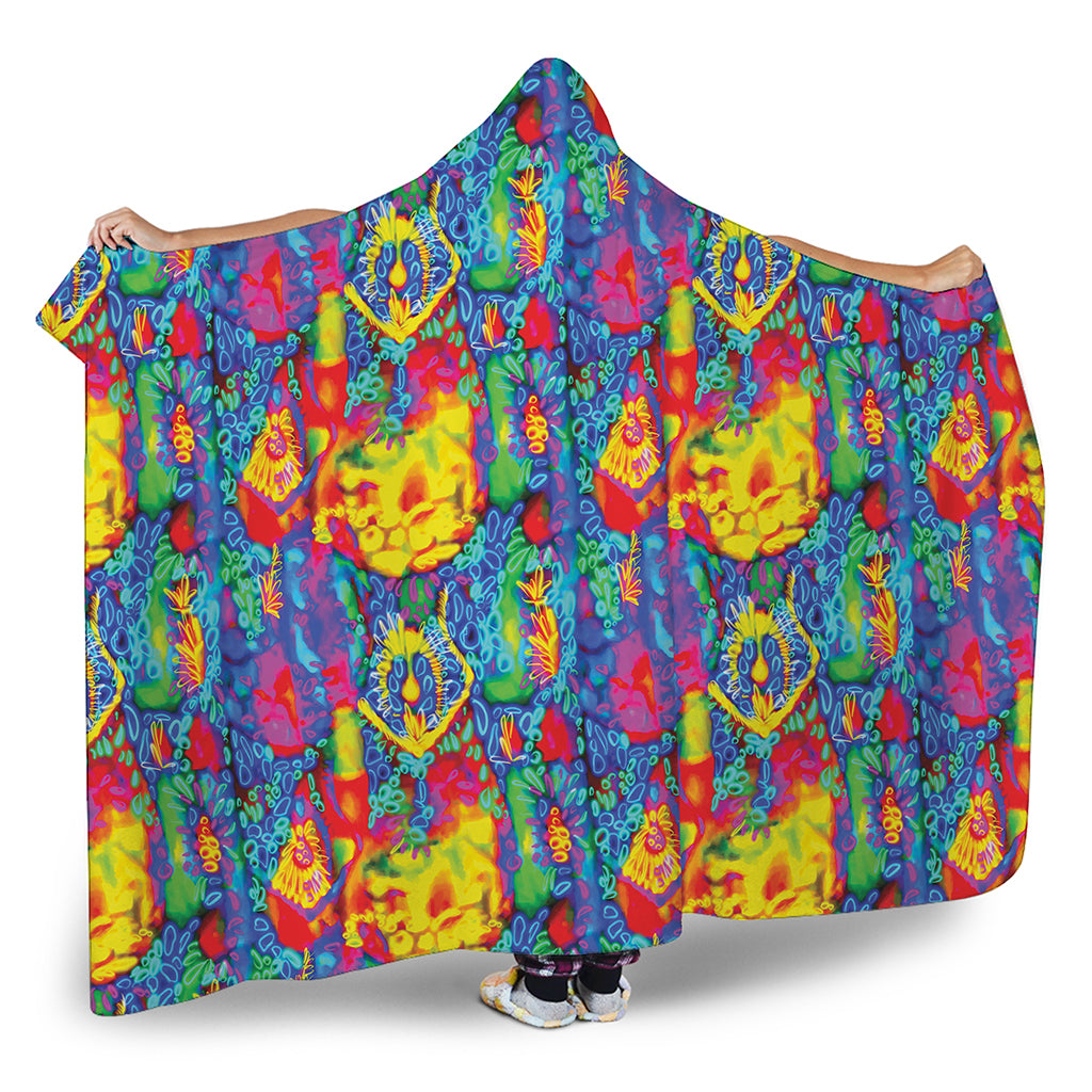 Abstract Psychedelic Print Hooded Blanket