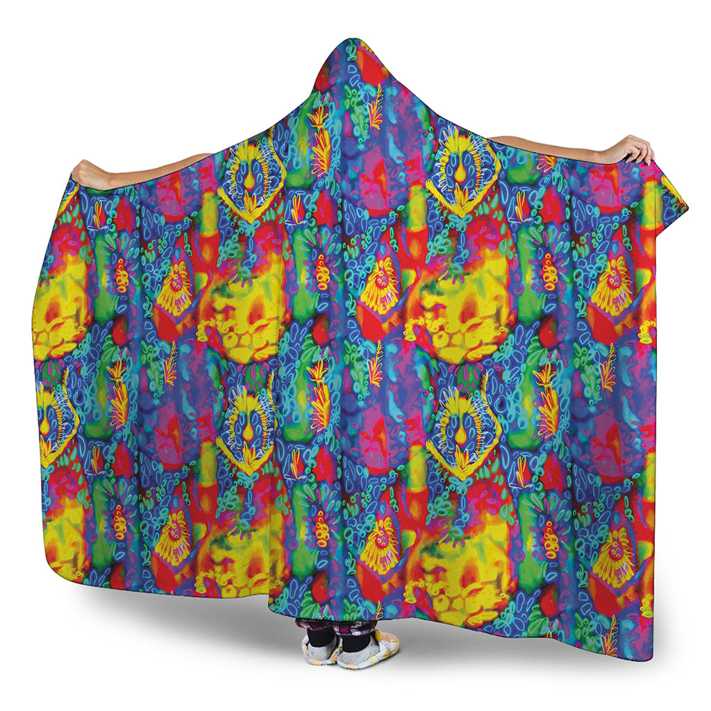 Abstract Psychedelic Print Hooded Blanket