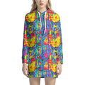 Abstract Psychedelic Print Pullover Hoodie Dress