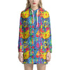 Abstract Psychedelic Print Hoodie Dress