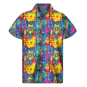 Abstract Psychedelic Print Men's Short Sleeve Shirt