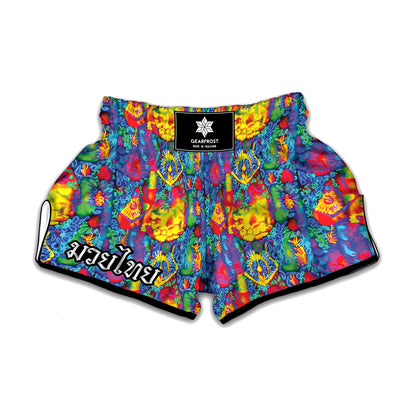 Abstract Psychedelic Print Muay Thai Boxing Shorts