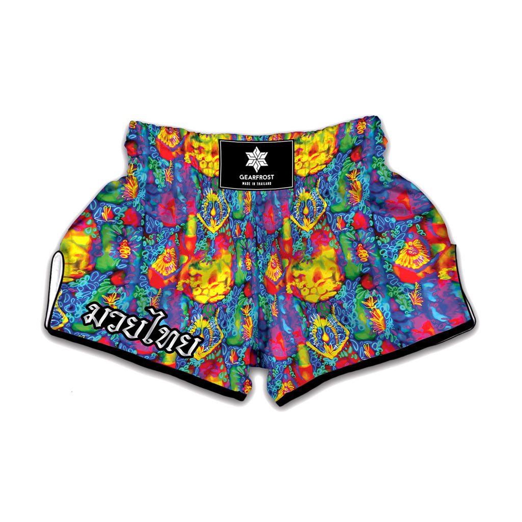 Abstract Psychedelic Print Muay Thai Boxing Shorts
