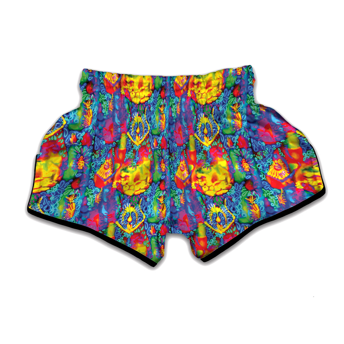 Abstract Psychedelic Print Muay Thai Boxing Shorts