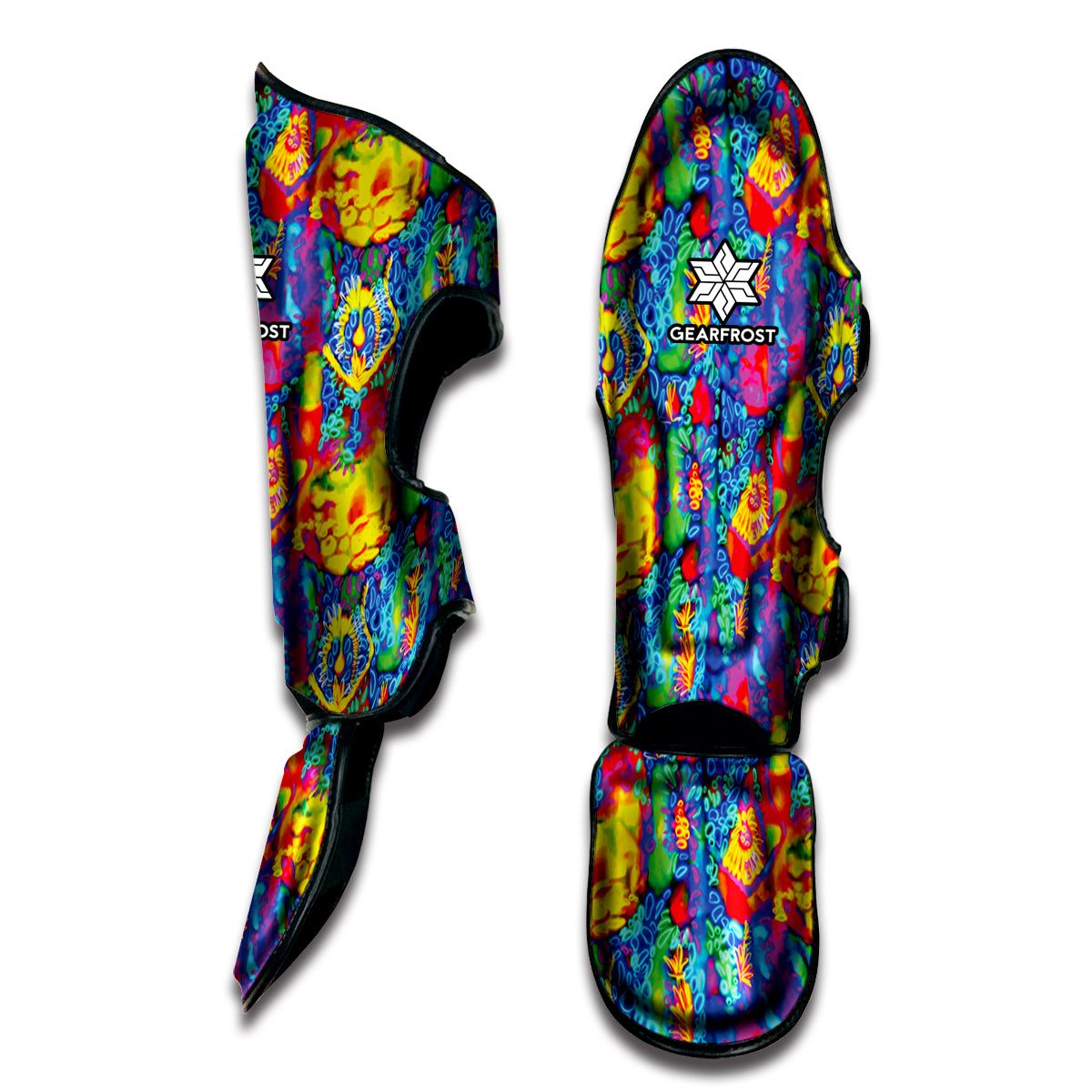 Abstract Psychedelic Print Muay Thai Shin Guard