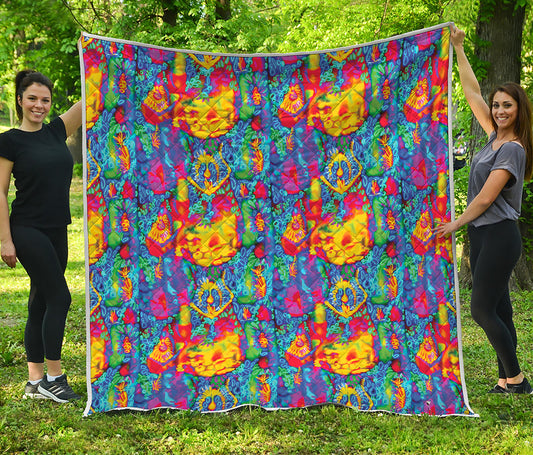 Abstract Psychedelic Print Quilt