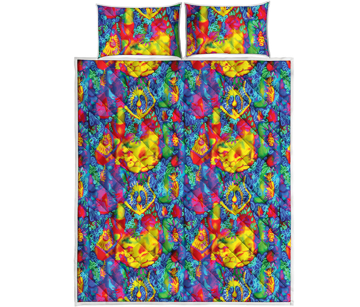 Abstract Psychedelic Print Quilt Bed Set