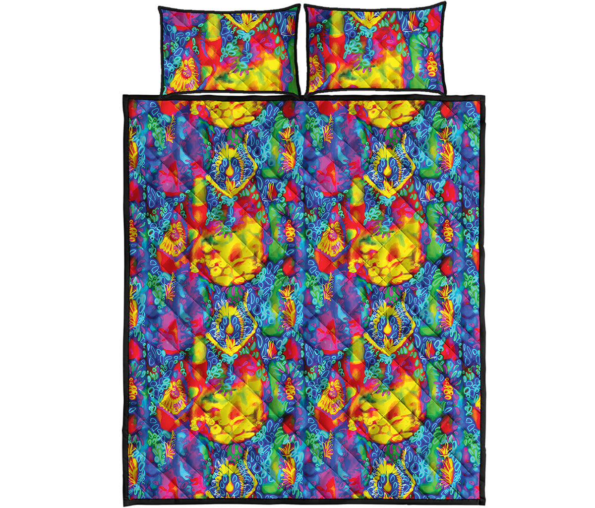 Abstract Psychedelic Print Quilt Bed Set
