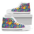 Abstract Psychedelic Print White High Top Sneakers