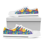 Abstract Psychedelic Print White Low Top Shoes