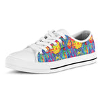 Abstract Psychedelic Print White Low Top Shoes