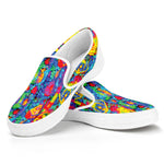 Abstract Psychedelic Print White Slip On Shoes