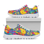 Abstract Psychedelic Print White Sneakers