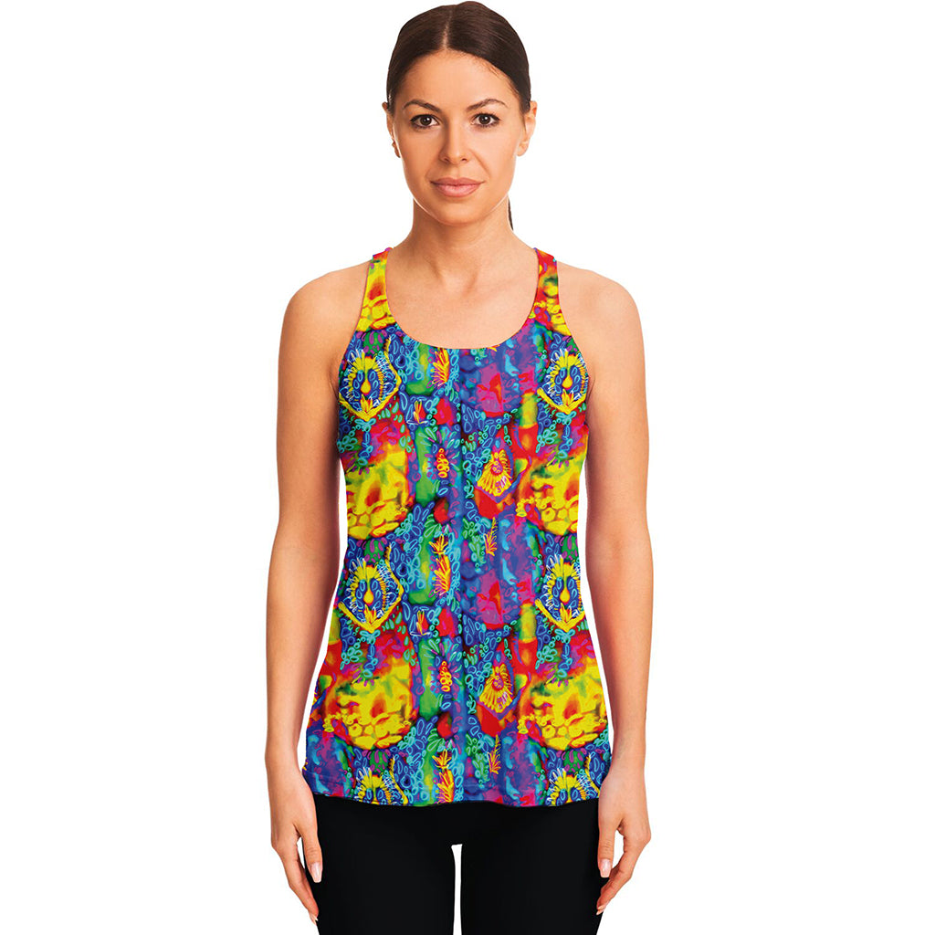 Abstract Psychedelic Print Women's Racerback Tank Top