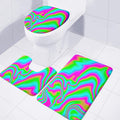 Abstract Psychedelic Trippy Print 3 Piece Bath Mat Set