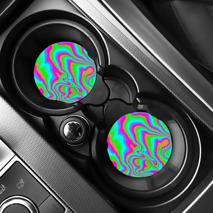 Abstract Psychedelic Trippy Print Car Coasters