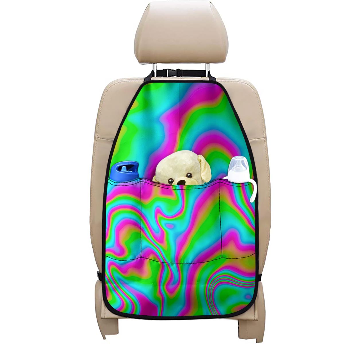 Abstract Psychedelic Trippy Print Car Seat Organizers