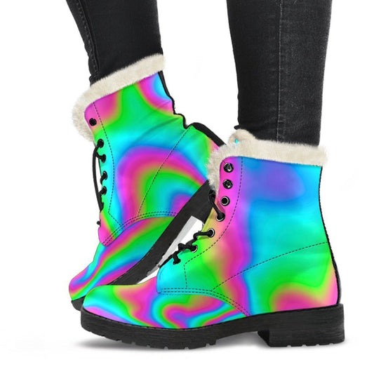 Abstract Psychedelic Trippy Print Comfy Boots GearFrost